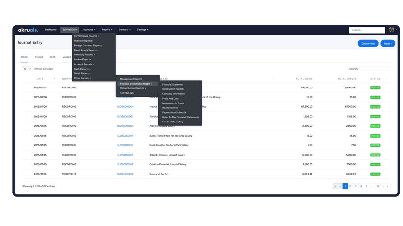 Akruals Journal Entry View